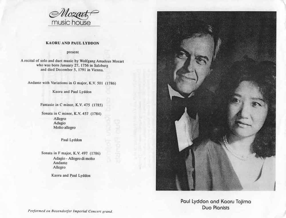 lyddon duo flyer for their recital in mozart house
